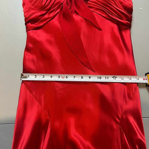 NWT Official Red Silk Asymmetrical Dress Tie Front Size UK 12 / US 8 - Picture 8 of 13